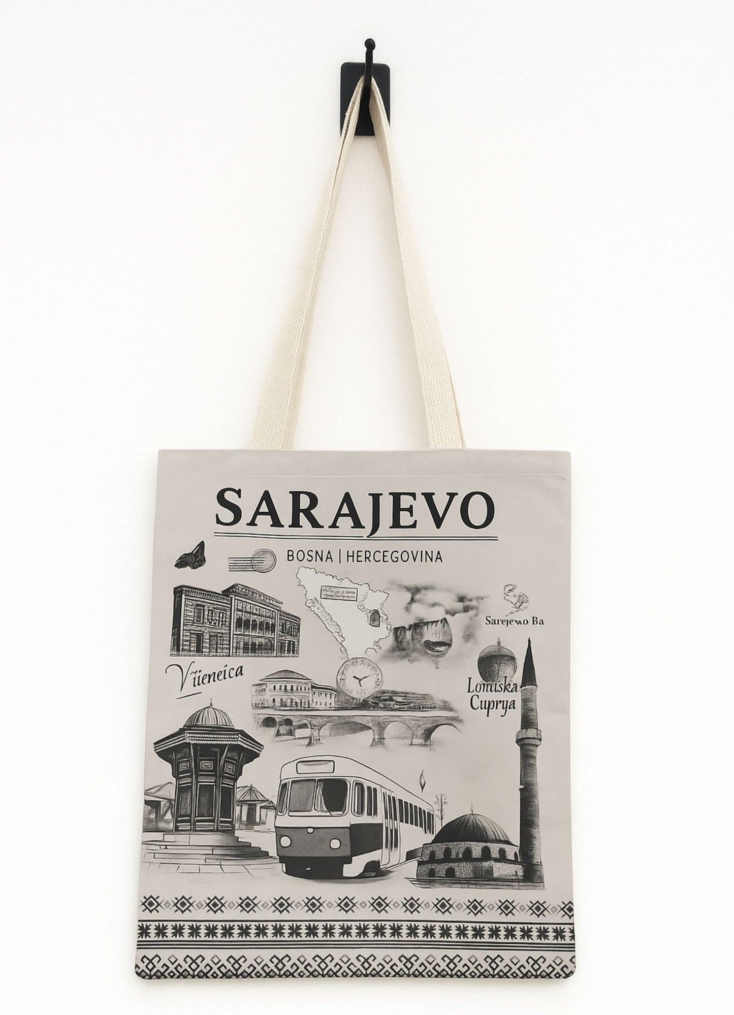 Sarajevo Tasarımlı Süblimasyonlu Bez Çanta