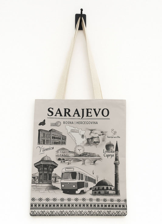 Sarajevo Tasarımlı Süblimasyonlu Bez Çanta